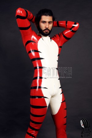 (stock clearance) Men's 'Wildside' Latex Neck Entry Catsuit