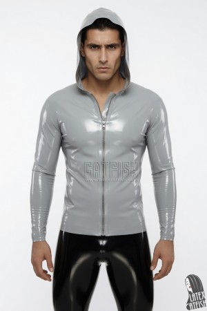 Front-zipped Latex Hoodie