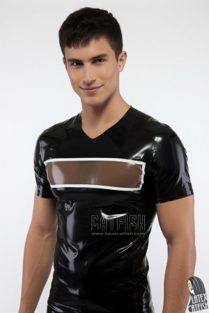 Men's V-Neck Latex T-Shirt