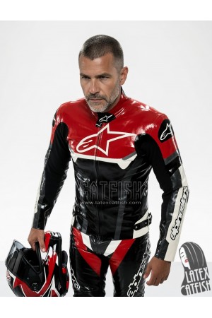 Men's Brand Name Latex Biker Jacket