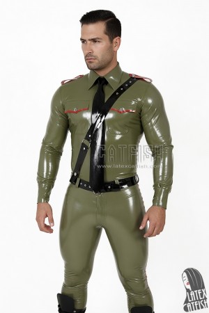 Men's 'Police' Latex Uniform Long Sleeves Shirt
