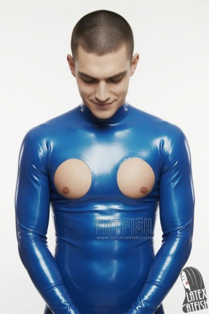 Men's Chest Holes Latex Catsuit