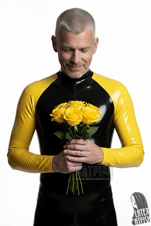 Men's Raglan-Sleeved Latex Catsuit