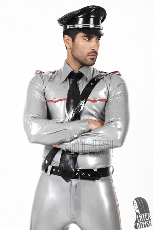 Men's 'Police' Latex Uniform Long Sleeves Shirt