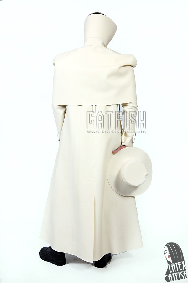 Men's Latex Caped Double-Breasted Trench Coat Men's Latex Caped Double-Breasted Trench Coat