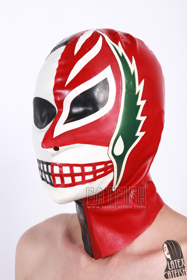 2 Face Skull Luchador Latex Hood 2 Face Skull Luchador Latex Hood
