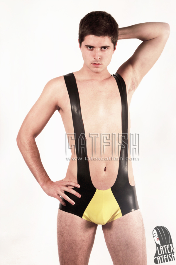 Men's Two-Colors Latex Wrestling Suit Men's Two-Colors Latex Wrestling Suit