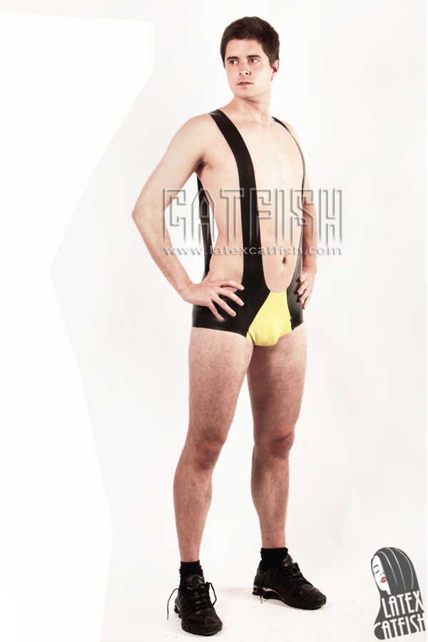 Men's Two-Colors Latex Wrestling Suit Men's Two-Colors Latex Wrestling Suit