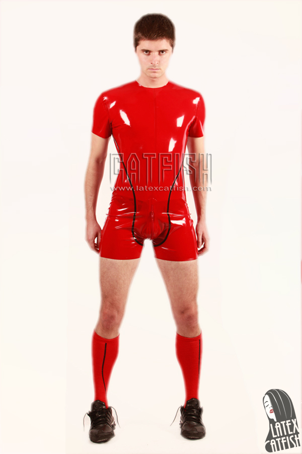 Men's Short-Leg and Short-Sleeve Latex Playsuit Men's Short-Leg and Short-Sleeve Latex Playsuit