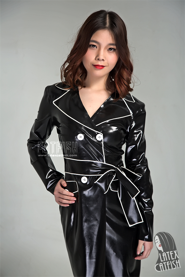 'Cop-Out' Latex Double-Breasted Knee-Length Coat 'Cop-Out' Latex Double-Breasted Knee-Length Coat