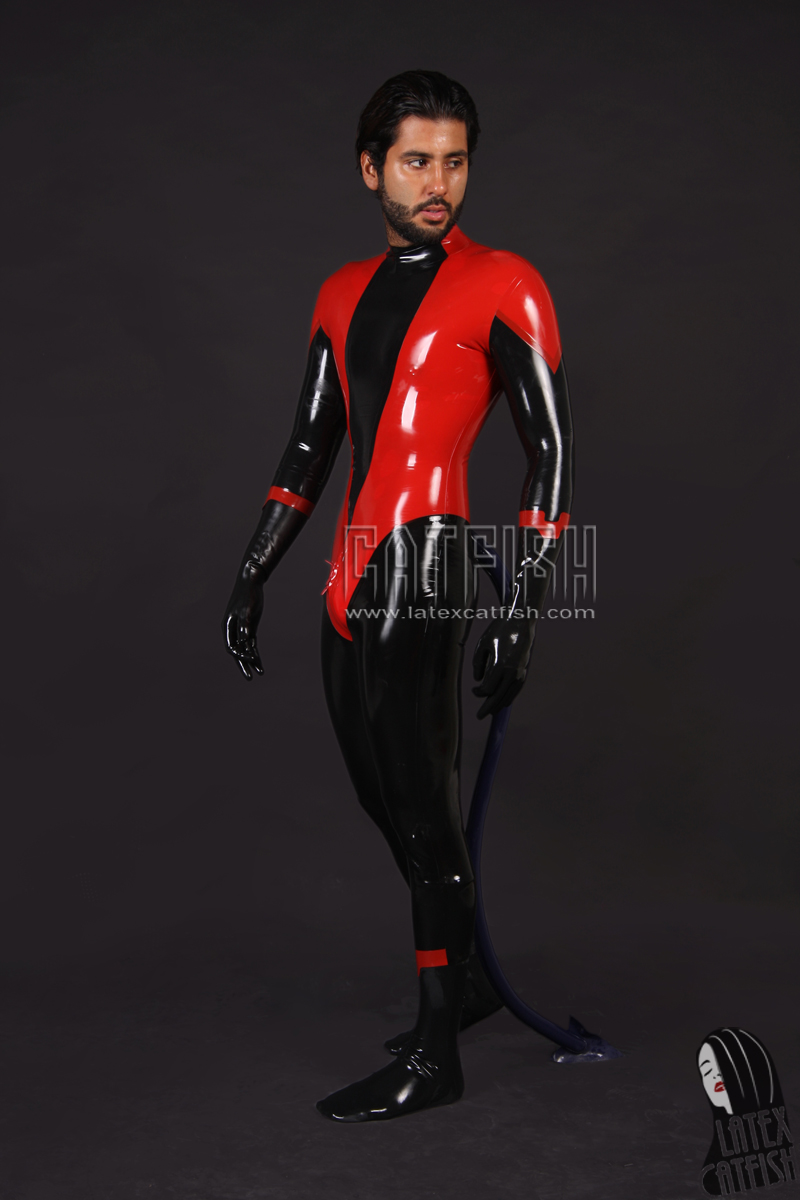 Men's 'Devilish' Latex Catsuit with Tail Men's 'Devilish' Latex Catsuit with Tail