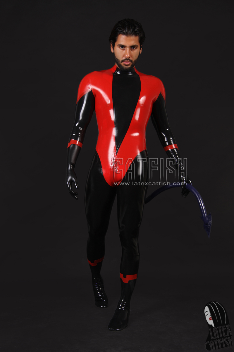 Men's 'Devilish' Latex Catsuit with Tail Men's 'Devilish' Latex Catsuit with Tail