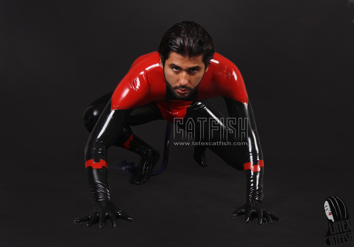 Men's 'Devilish' Latex Catsuit with Tail Men's 'Devilish' Latex Catsuit with Tail