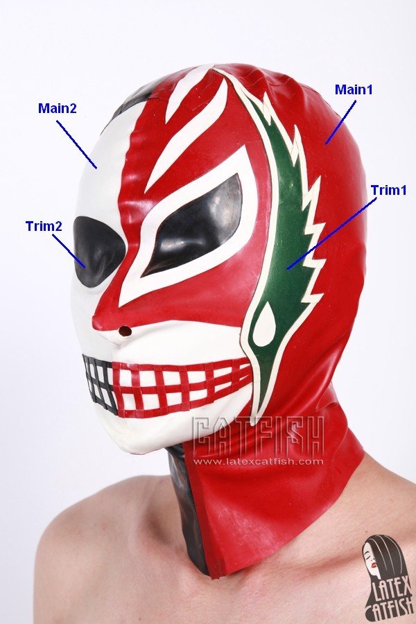 2 Face Skull Luchador Latex Hood 2 Face Skull Luchador Latex Hood