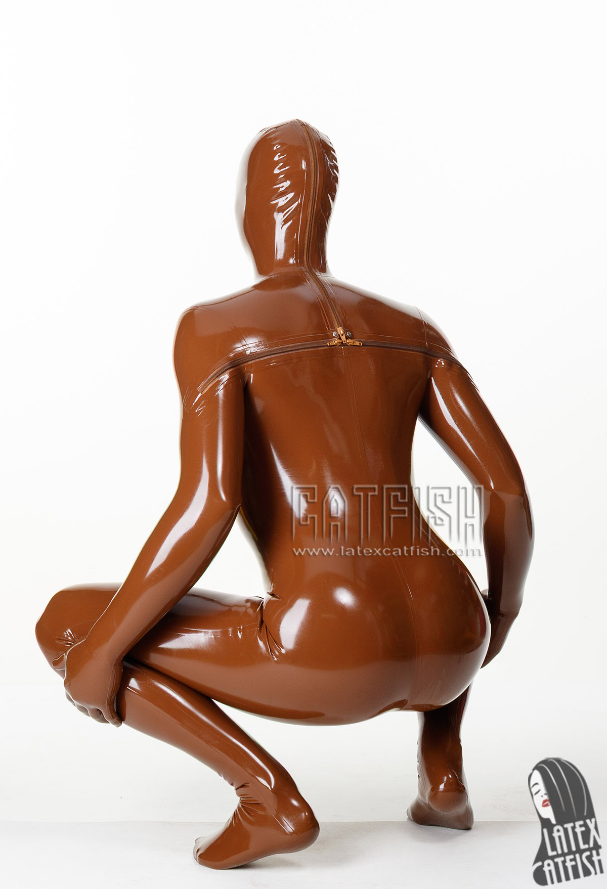 Men's '3-Way T-Shape' Back Zipper Hooded Latex Catsuit Men's '3-Way T-Shape' Back Zipper Hooded Latex Catsuit