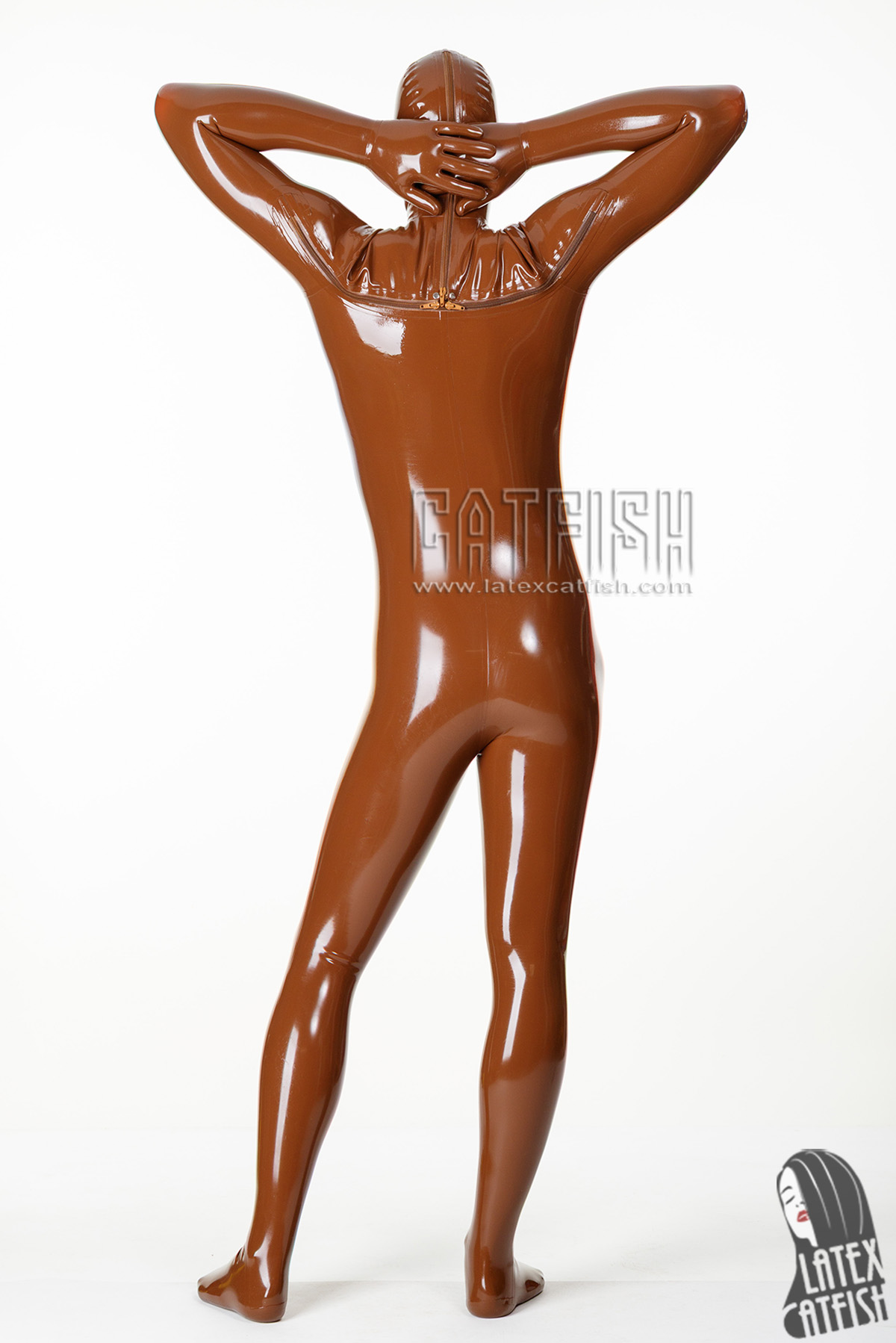 Men's '3-Way T-Shape' Back Zipper Hooded Latex Catsuit Men's '3-Way T-Shape' Back Zipper Hooded Latex Catsuit