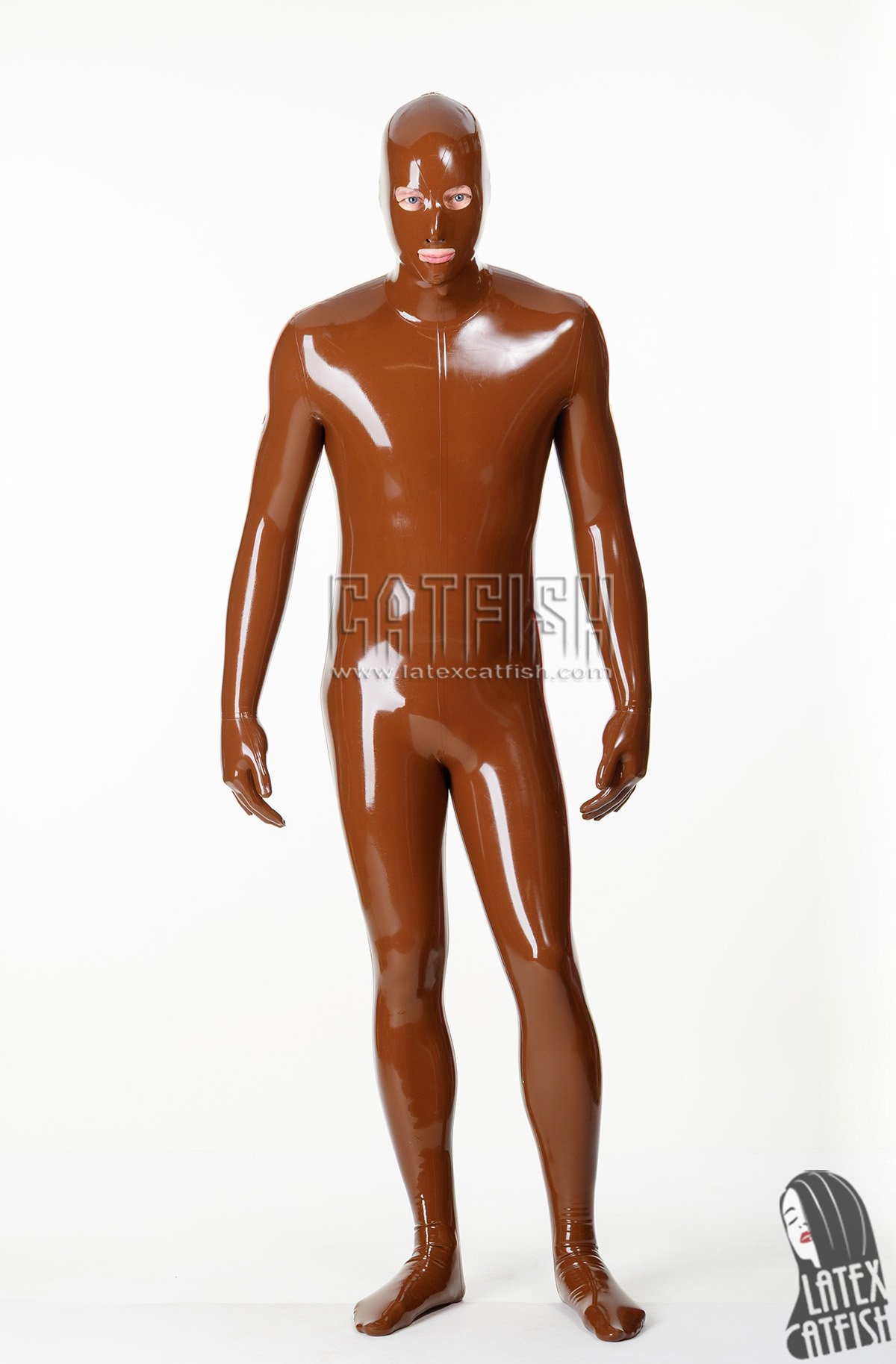 Men's '3-Way T-Shape' Back Zipper Hooded Latex Catsuit Men's '3-Way T-Shape' Back Zipper Hooded Latex Catsuit