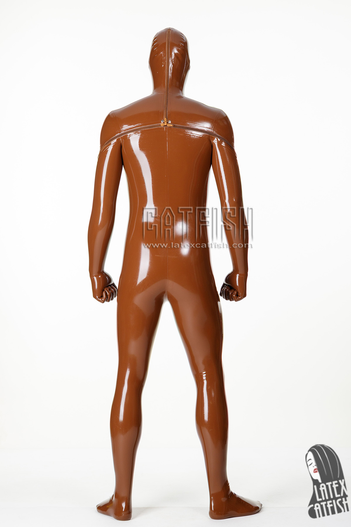 Men's '3-Way T-Shape' Back Zipper Hooded Latex Catsuit Men's '3-Way T-Shape' Back Zipper Hooded Latex Catsuit