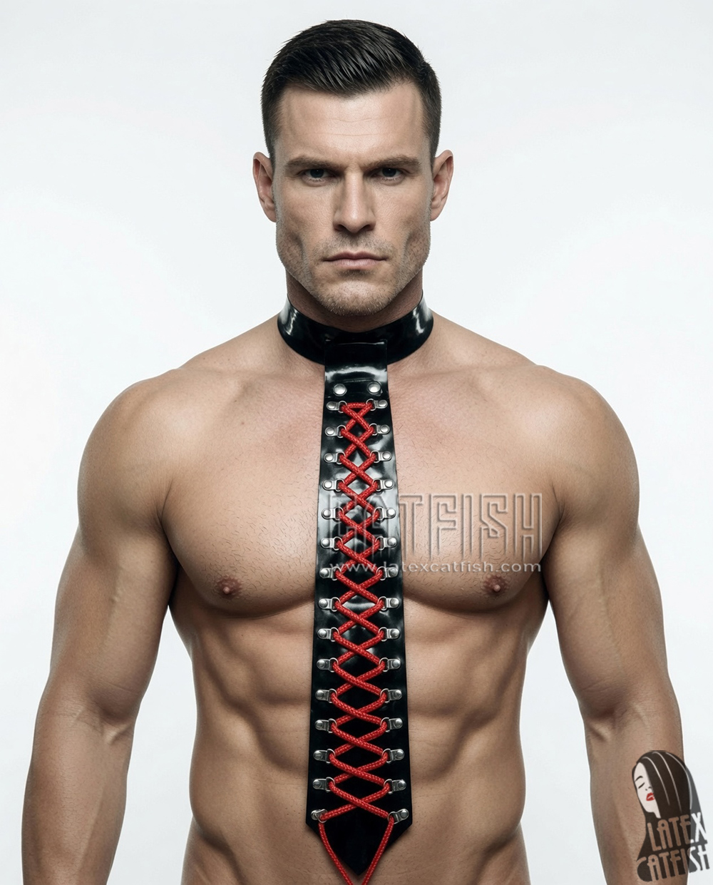Men's Wide Laced-Front Latex Tie Men's Wide Laced-Front Latex Tie