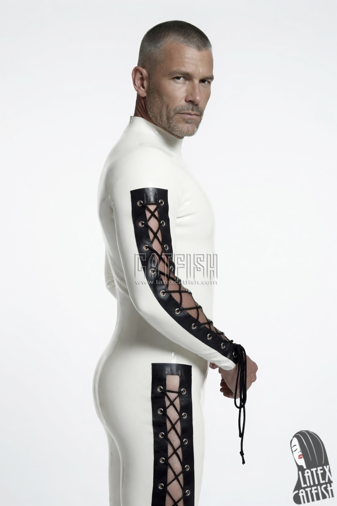 Men's 'Diamond Lacing' Latex Catsuit Men's 'Diamond Lacing' Latex Catsuit