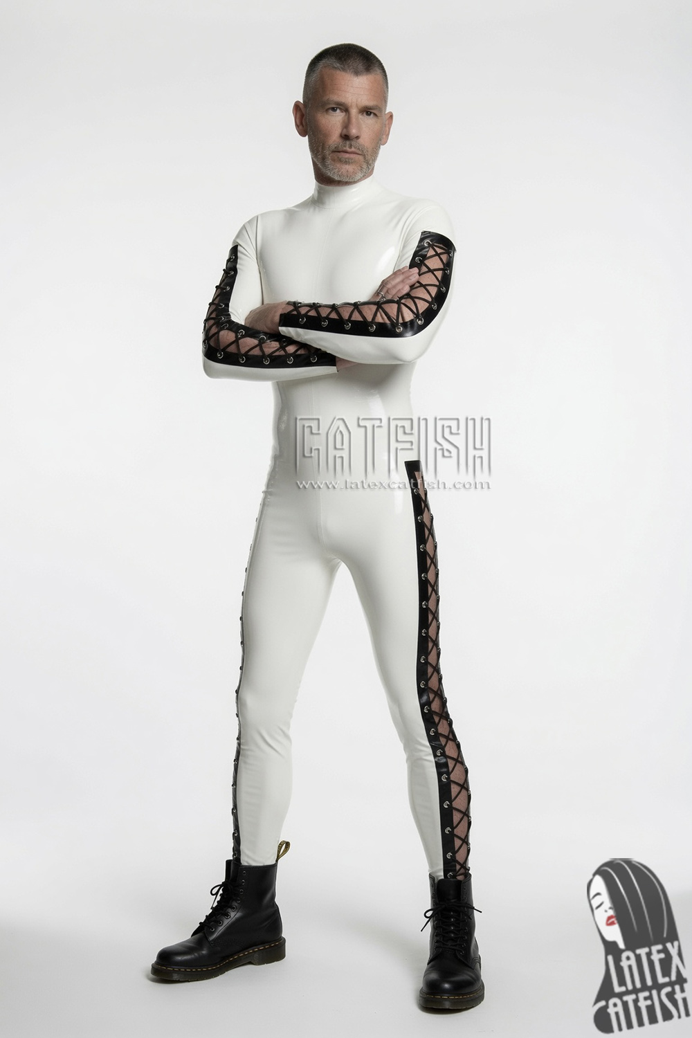 Men's 'Diamond Lacing' Latex Catsuit Men's 'Diamond Lacing' Latex Catsuit