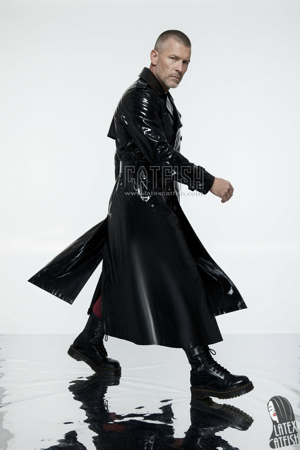 Double-Breasted Latex Full-Length Coat Double-Breasted Latex Full-Length Coat